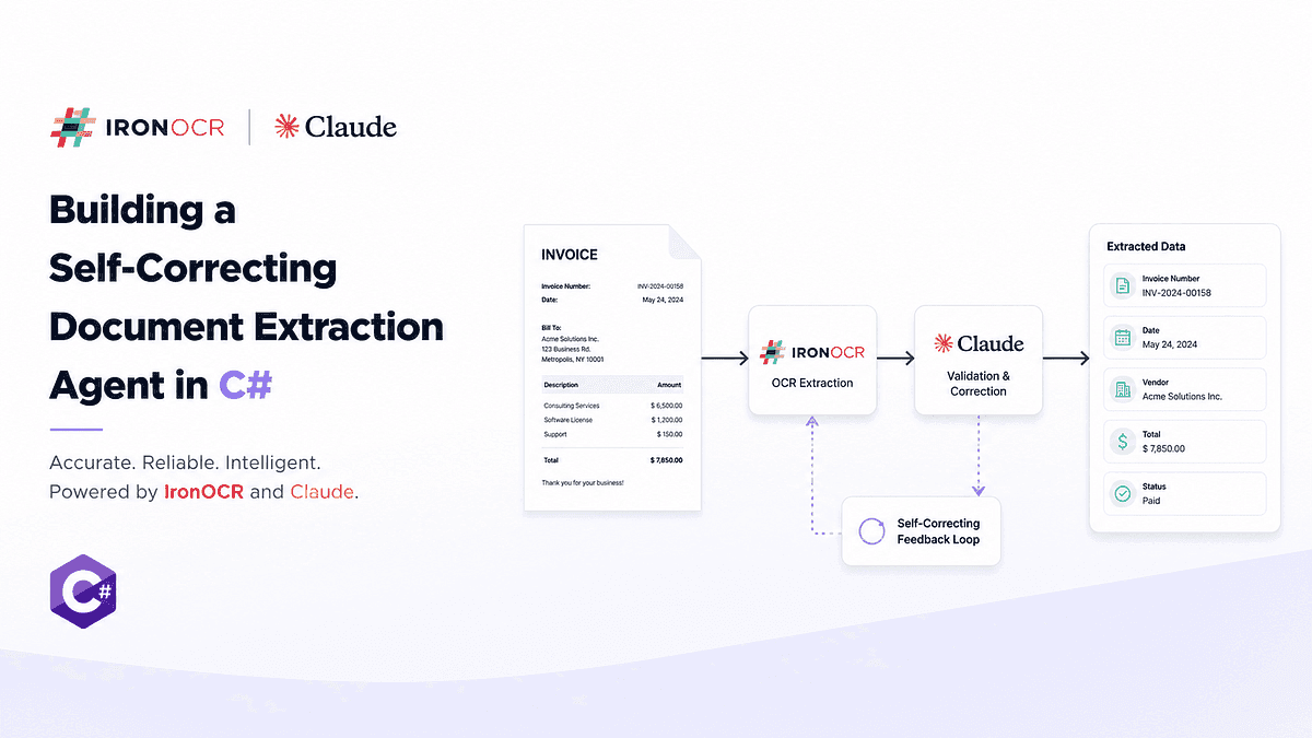Building a Self-Correcting C# OCR Pipeline with IronOCR and Claude