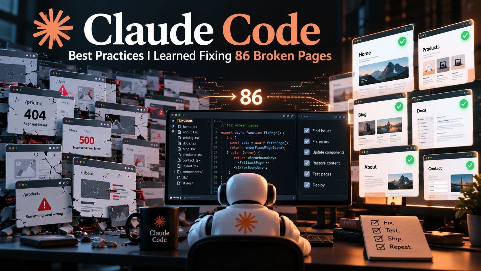 Claude Code best practices: fixing 86 broken pages on a website